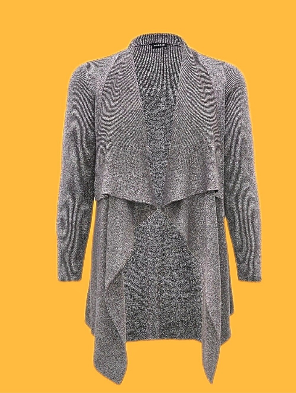 Shimmer Frape torrid Gray Open-Front Waterfall Cardigan Size 1x, Long Sleeve